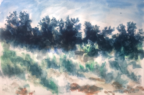 aquarell-strandwald